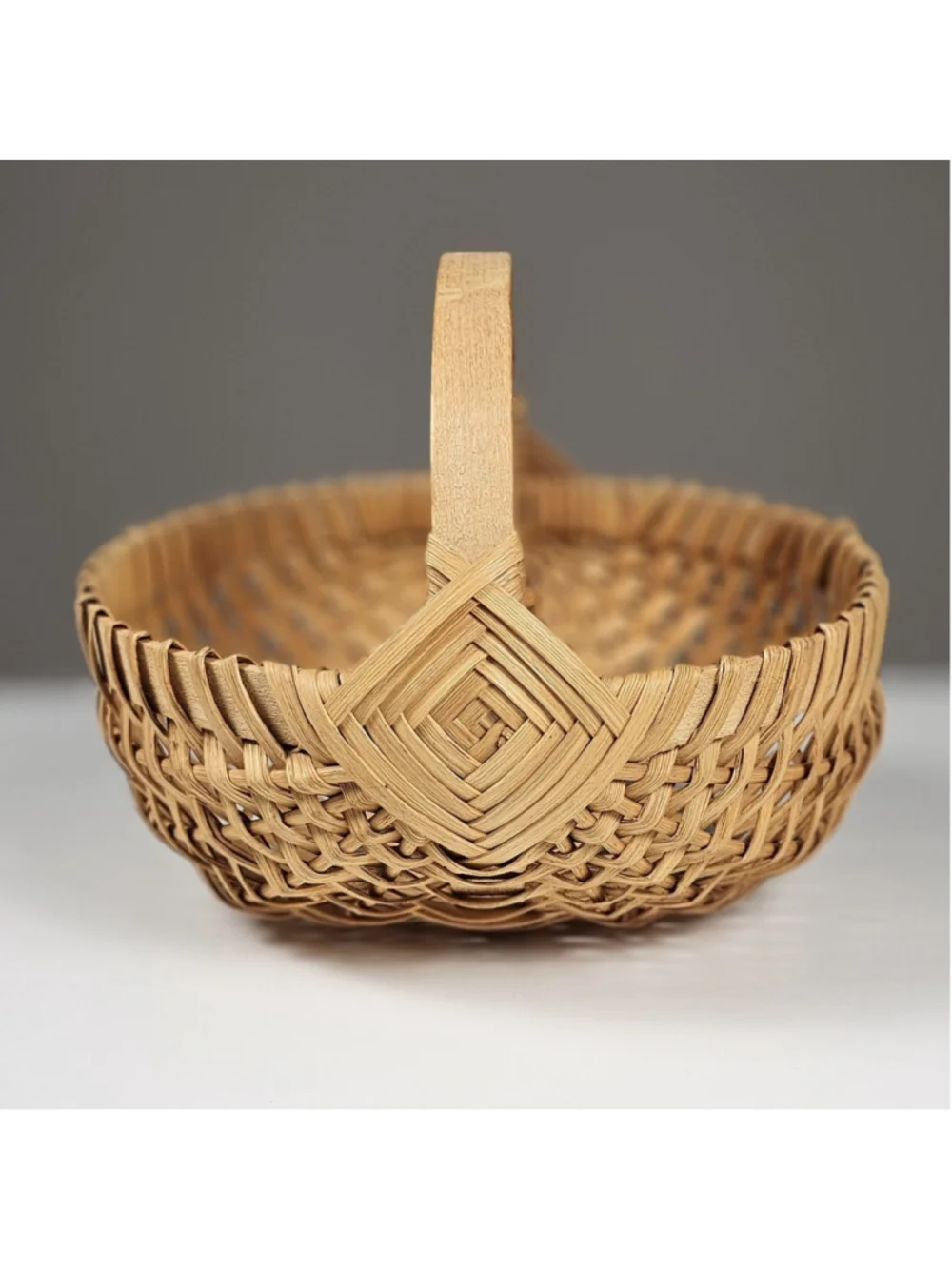 Vintage Woven Buttocks Basket - Appalachian Egg Gathering Melon Basket, 8